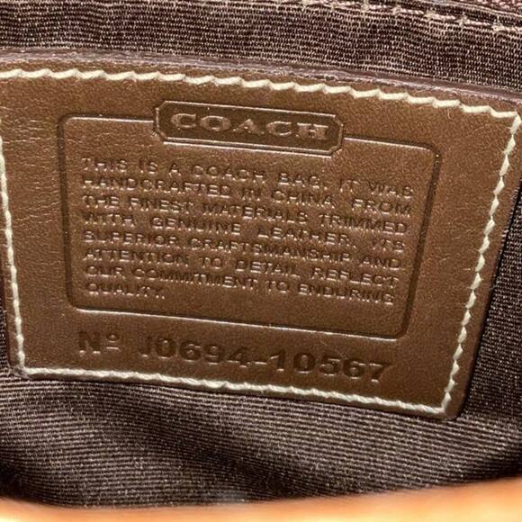 Coach Vintage Signature Monogram Turn lock Khaki Gold shoulder Crossbody Bag - Picture 9 of 16